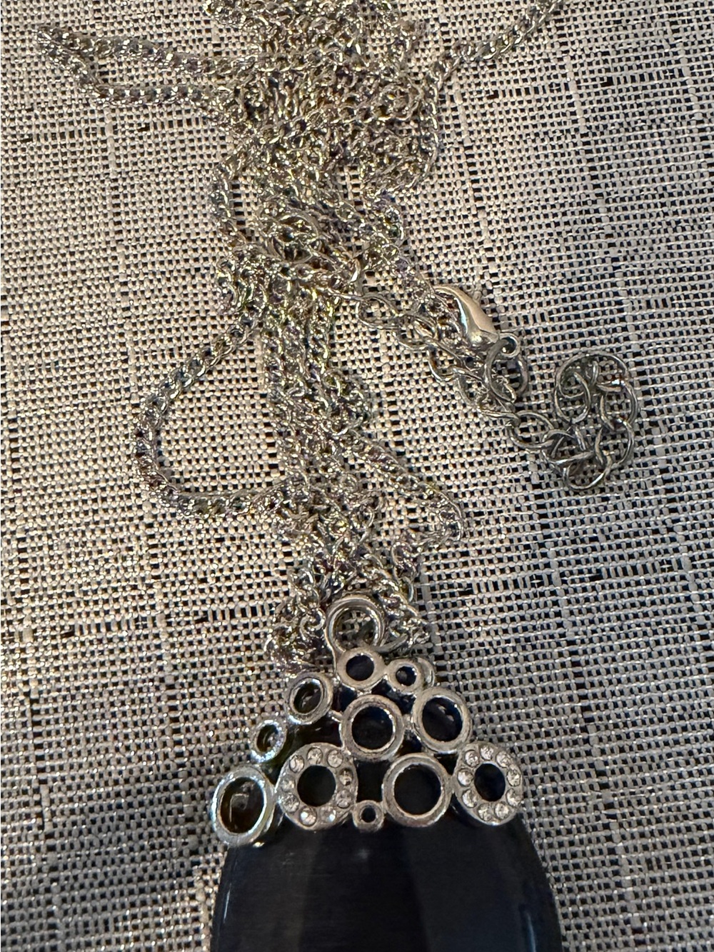 Silver-tone Long Chain Pendant Necklace - Picture 3 of 6